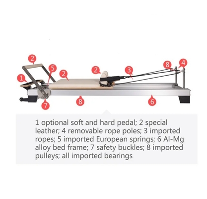 Pilates use Aluminium pilates reformer pilates with half trapeze core bed