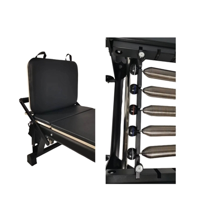 Comprehensive black aluminium Pilates reformer bed for home and commerical use