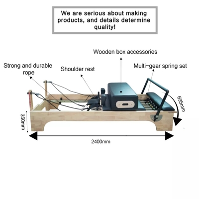 High quality white oak wooden Pilates reformer Core Training Bed with super fiber leather
