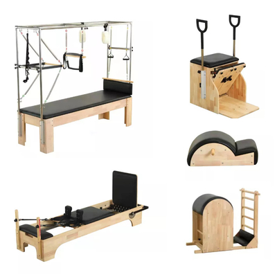 High quality white oak wooden Pilates reformer Core Training Bed with super fiber leather