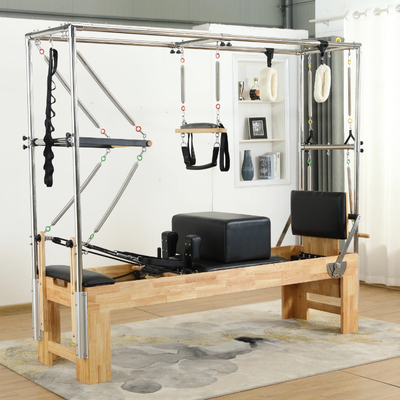 Cheap price Malaysian oak wood pilates reformer with half trapeze