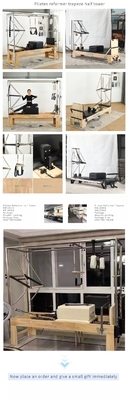 Cheap price Malaysian oak wood pilates reformer with half trapeze